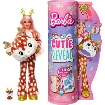 Muñeca Barbie Cutie Reveal Ciervo -  Muñeca de peluche con mascota, cambio de color, copo de nieve brillante