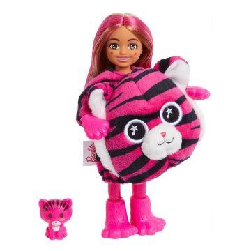 Muñeca Barbie Cutie Reveal Chelsea, muñeca con disfraz de tigre de peluche y 7 sorpresas que incluyen cambio de color, serie Jungla