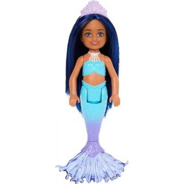 Muñeca Chelsea Barbie sirena con pelo azul y cola