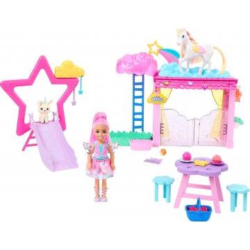 Muñeca Chelsea y set con bebé pegaso (caballo alado) de Barbie A Touch Of Magic