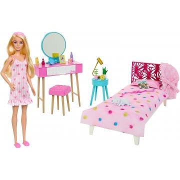 Juego de muñeca y dormitorio Barbie, muebles Barbie con más de 20 piezas