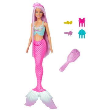 Muñeca Barbie Sirena con cabello de fantasía de 7 pulgadas de largo y accesorios para jugar a peinarse