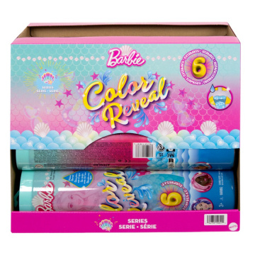 Surtido muñeca Barbie Color Reveal serie sirena y accesorios con 6 sorpresas y cabello que cambia de color