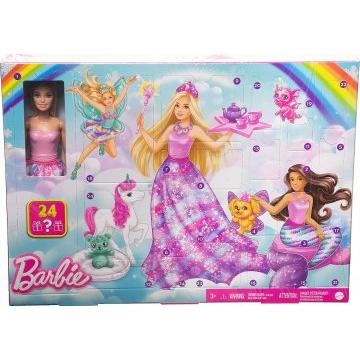 Calendario de Adviento de Barbie Dreamtopia con muñeca y 24 sorpresas como mascotas, ropa y accesorios