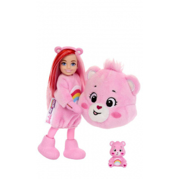 Muñeca pequeña Chelsea de Barbie Cutie Reveal Care Bears Series y accesorios, 6 sorpresas