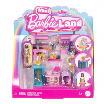 Mini Barbieland, tienda de mascotas coleccionable de Barbie, con muñeca Barbie de 1,5 pulgadas y áreas de juego interactivas para divertirse contando historias