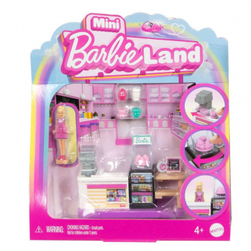 Minijuego de panadería coleccionable Barbieland de Barbie con muñeca Barbie de 1,5 pulgadas, áreas de juego interactivas para divertirse contando historias