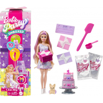 Muñeca Barbie Party Unboxed con bulldog francés