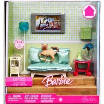 Juego de mesa y futón Barbie para sala de estar