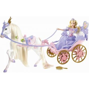 Barbie como la bella durmiente Caballo real y carruaje