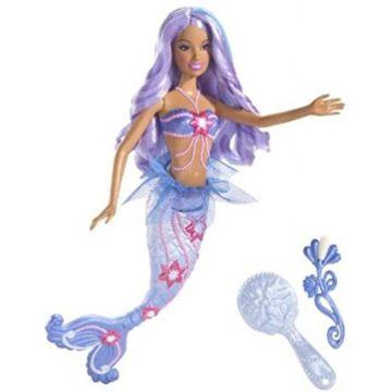 Muñeca Barbie Sirena (AA) (pelo morado con cambio de color)