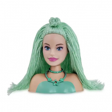 Cabezal de peluquería Barbie Styling especial pelo verde 15cm