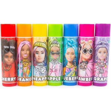 Bálsamo Labial con Color Barbie Infantil 7 Piezas