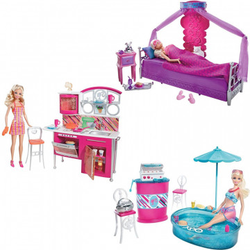 Conjunto de muebles y muñeca Barbie