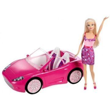 Descapotable y muñeca Barbie Glam