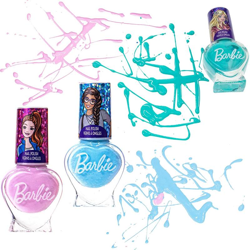 Townley Girl Conjunto de maquiagem para atividades de esmalte de secagem  rápida Barbie para meninas, a