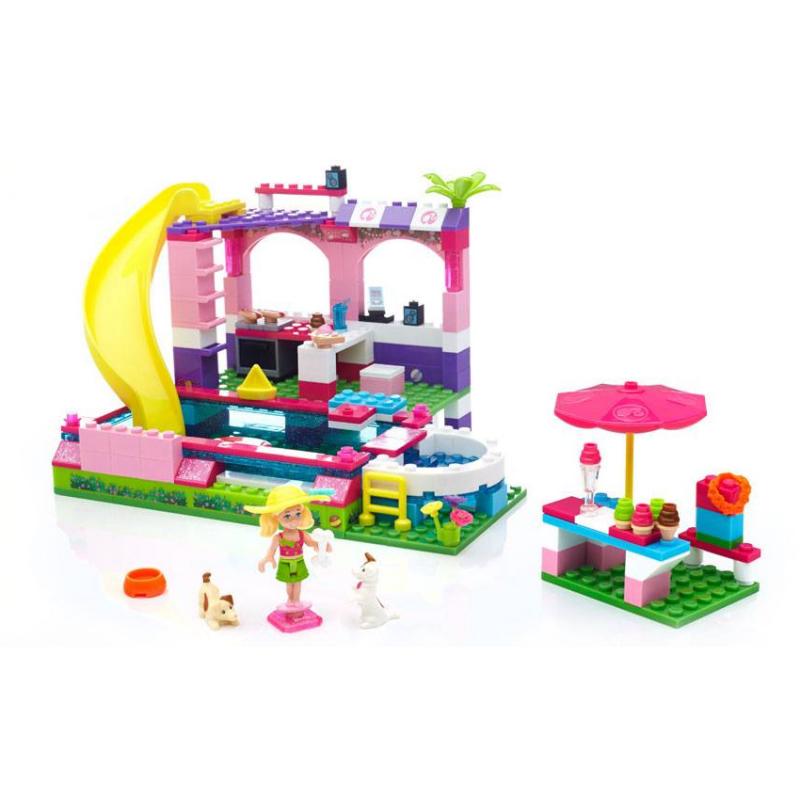 Mega Bloks Barbie construye y juega Chelsea Fiesta en la piscina