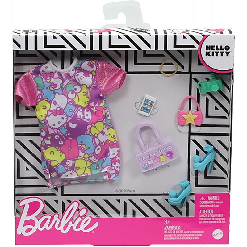 Barbie Storytelling Fashion Pack de ropa para muñecas inspirada en Hello  Kitty & Friends: vestido con estampado de personajes y 6 accesorios para  muñecas BarbiePedia
