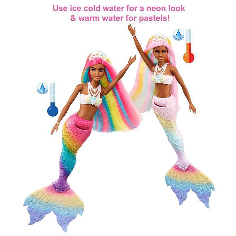 Vástago Tres regla Muñeca sirena Barbie Dreamtopia Rainbow Magic con cabello arcoíris y  función de cambio de color activada por agua - GTF90 BarbiePedia