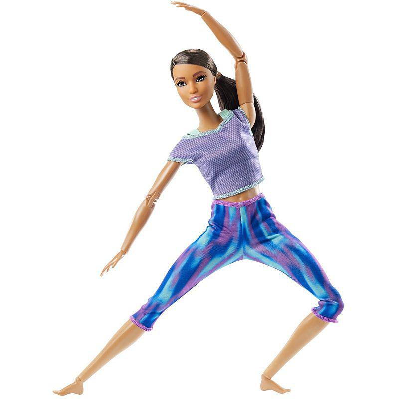 Muñecas Barbie Made to Move con 22 articulaciones y ropa de yoga, estampado  floral, color gris