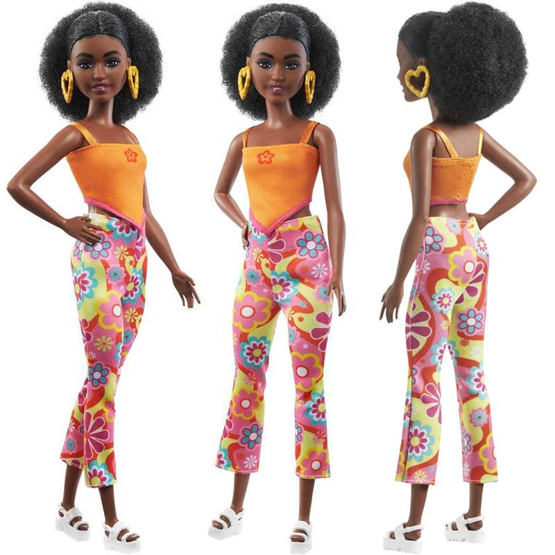 Muñeca Barbie Fashionistas 198, cabello negro rizado y cuerpo pequeño,  Nuevo empaque - HPF74 BarbiePedia