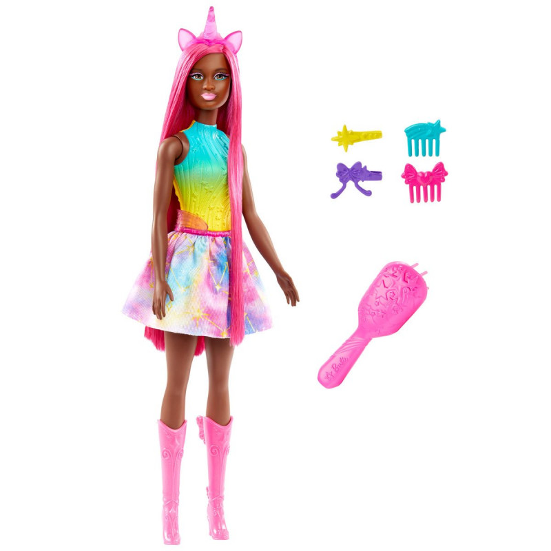 Muñeca Barbie Unicornio con cabello de fantasía de 7 pulgadas de largo y  accesorios para jugar con peinados - HRR01 BarbiePedia