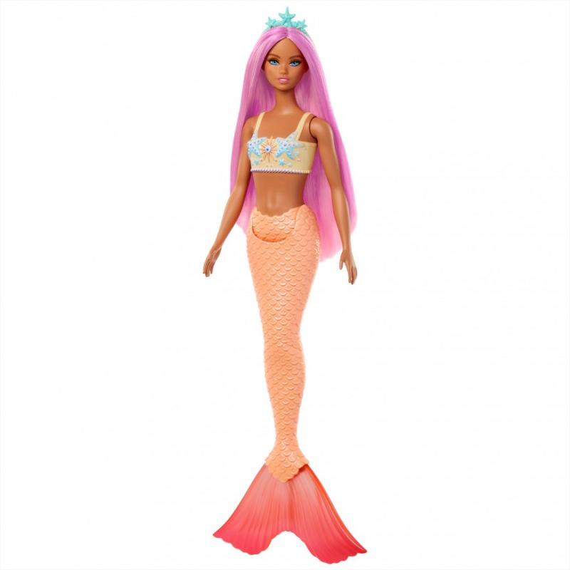 Muñeca Barbie Sirena Pelo Rosa y Naranja