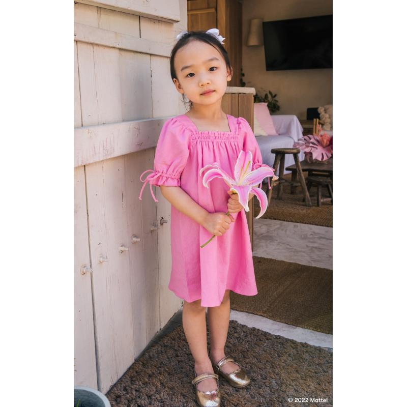 Mini Vestido Nikki Barbie Rosa Lino para niña - littlenikkidress_pink  BarbiePedia