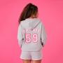 Sudadera con capucha y cremallera de Barbie bordada