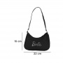 Bolso De Hombro Barbie Tipografía De Pedrería 100% Poliéster Negro 22x5x15 Cm