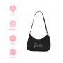 Bolso De Hombro Barbie Tipografía De Pedrería 100% Poliéster Negro 22x5x15 Cm