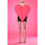 Black crêpe short dress with oversized heart