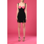 Black crêpe short dress with hearts