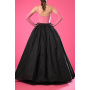 Black and pink taffeta ball gown