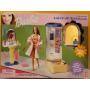 Baño con iluminación de Barbie con ducha y tocador con luz