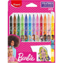 Maped - Bolígrafos Barbie - Bolígrafo para colorear - Rotuladores para niños - Bolígrafos decorados - Punta media - Tinta lavable - 12 rotuladores para colorear