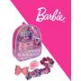 Barbie - Mochila Cosmética Maquillaje Bolsa de regalo Set Townley Girl Incluye Lip Goss, accesorios para el cabello y mochila de PVC impresa para niños y niñas pequeñas.