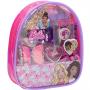 Barbie - Mochila Cosmética Maquillaje Bolsa de regalo Set Townley Girl Incluye Lip Goss, accesorios para el cabello y mochila de PVC impresa para niños y niñas pequeñas.