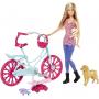 Paseo den bicicleta con cachorros Barbie