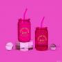 Dragon Glassware x Barbie Vasos para beber, vasos en forma de lata rosa y magenta, perfectos para café helado, batidos, cócteles, vienen con tapas extraíbles y pajitas de vidrio, capacidad de 16 oz