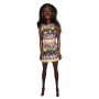 Muñeca Barbie básica morena con vestido multicolor