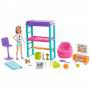 Juego de dormitorio Barbie Team Stacie  con muñeca y cachorro para niños de 3 a 7 años