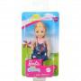 Muñeca Barbie Club Chelsea (rubia de 6 pulgadas) con parte superior estampada y falda vaquera