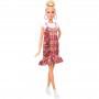 Muñeca Barbie Fashionistas #142 with Blonde Updo Hair & Shimmery Plaid Dress