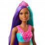 Muñeca Barbie Sirena Dreamtopia , 30 cm, pelo verde azulado y morado