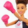 Muñeca Barbie boxeadora, Morena, Vistiendo traje de boxeo con guantes de boxeo rosas