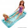 ​Barbie Dollhouse, Portable 1-Story Playset with Pool and Accessories