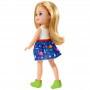 ​Muñeca Barbie Club Chelsea, rubia de 6 pulgadas con top de dinosaurio y falda removible