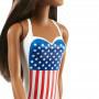 Muñeca Barbie, morena, en traje de baño con la bandera de EE. UU.
