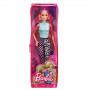 Muñeca Barbie Fashionistas 158 Coletas rubias largas con top deportivo verde azulado, leggings estampados, zapatillas rosas y gafas de sol